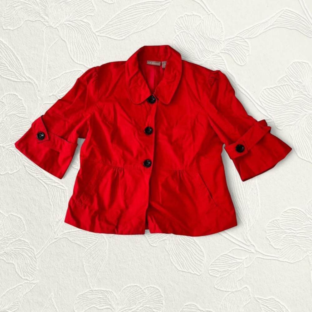 Vintage Kim Rogers Women’s Red 3/4 sleeve light jacket Size XL